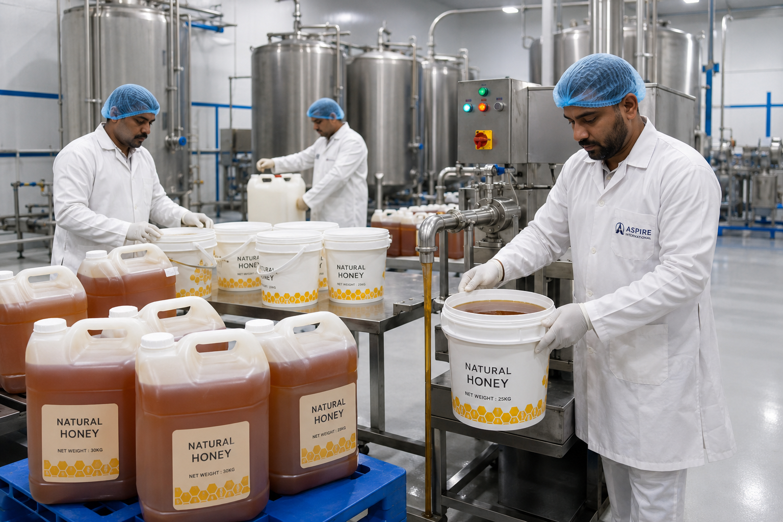 packing honey in hygienic methods at aspire international